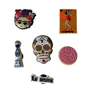 NEW Sugar Skull SHOE CHARMS 6pc for Croc Clogs Zipper Bags La Toxica Day Of Dead